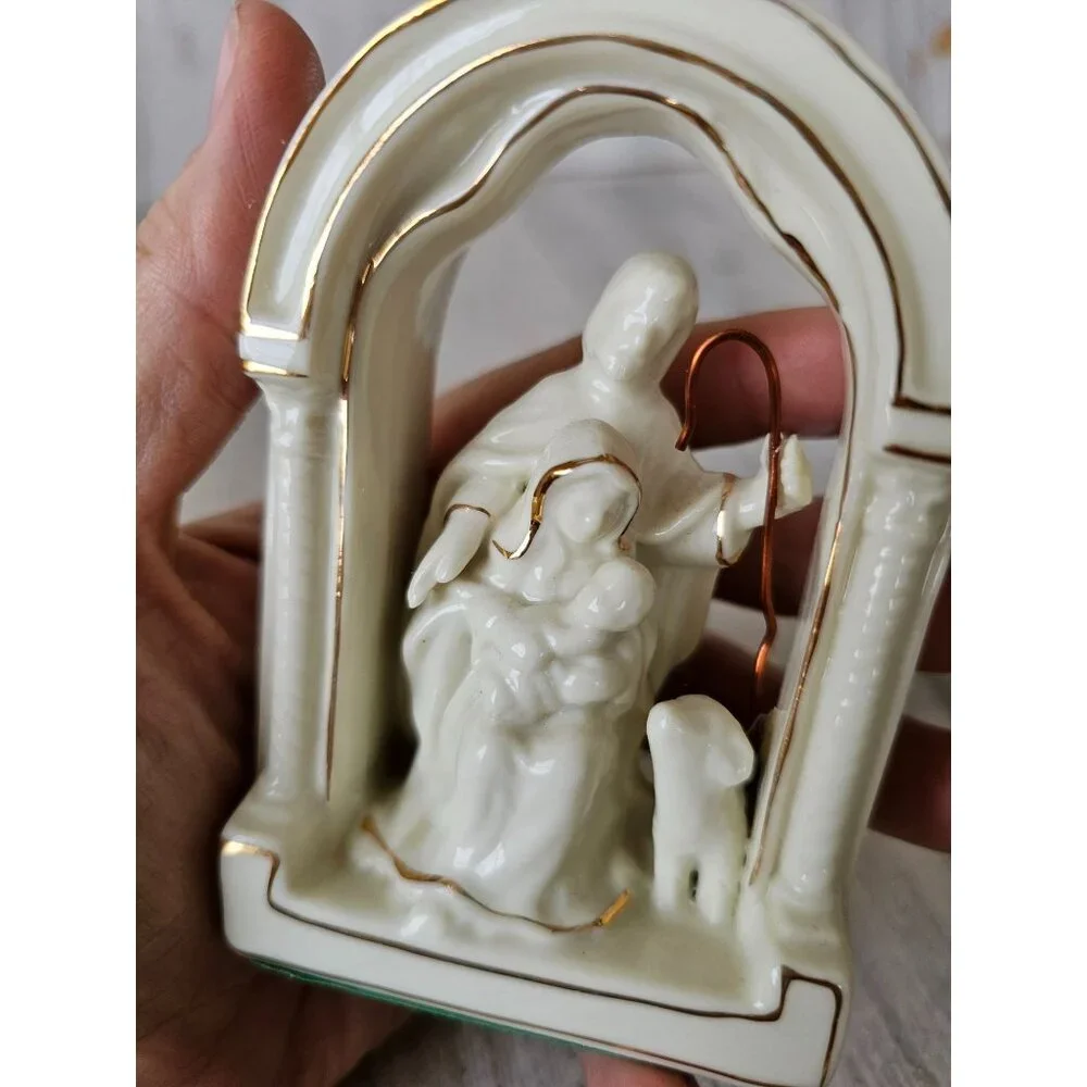 Vintage porcelain‎ Joseph Mary Jesus lamb white religious statue figuring decor